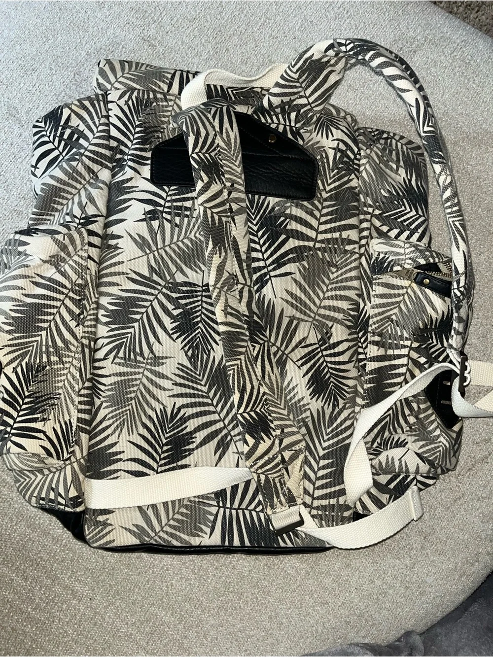 Steve Madden Black & Cream Botanical-Print Backpack